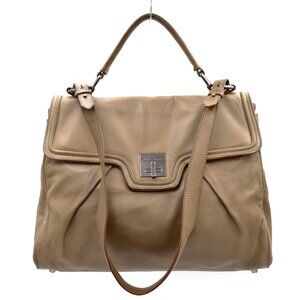Robert Clergerie Lambskin Leather Shoulder Bag in Taupe